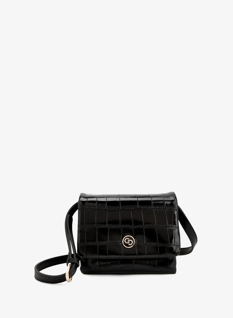 Textured Crossbody Bag With Magnetic Clasp Closure