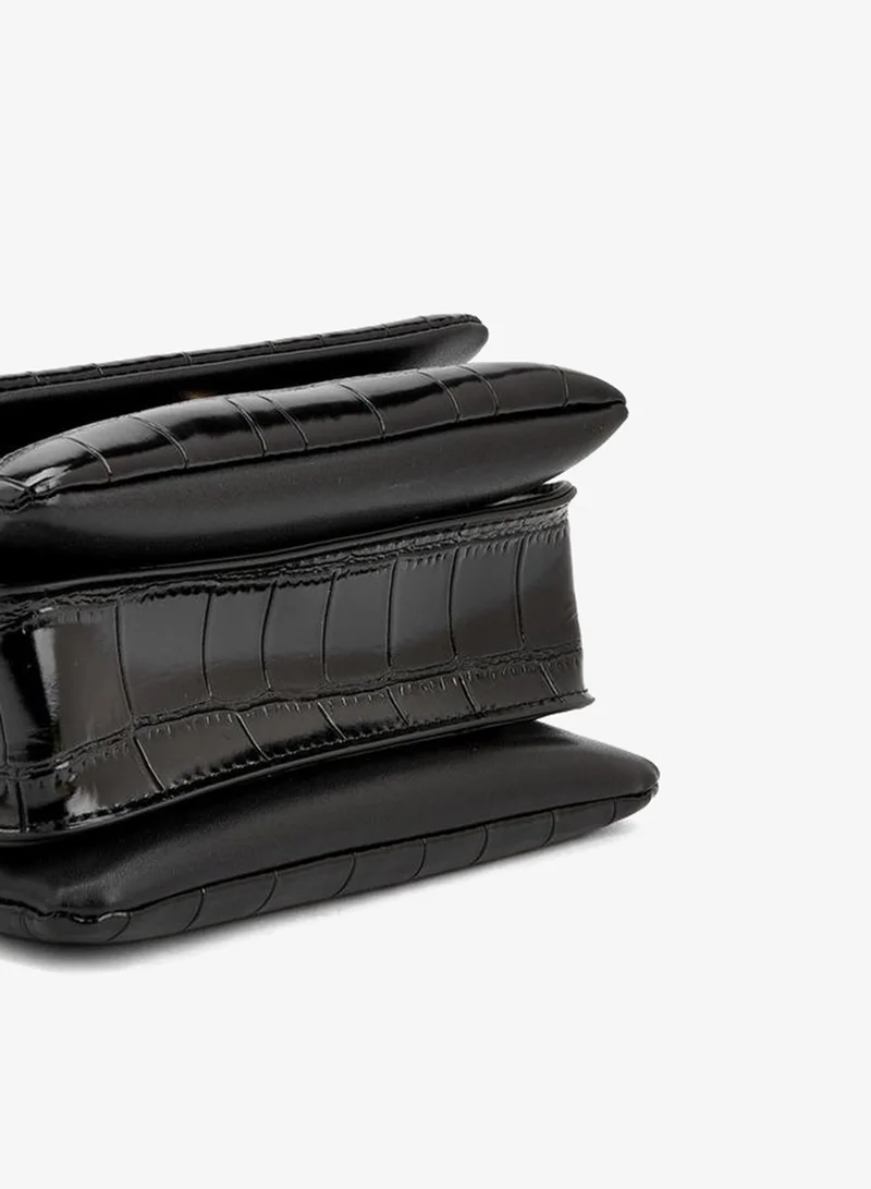 Celeste BLACK Textured Crossbody Bag With Magnetic Clasp Closure for Women | Best Price UAE