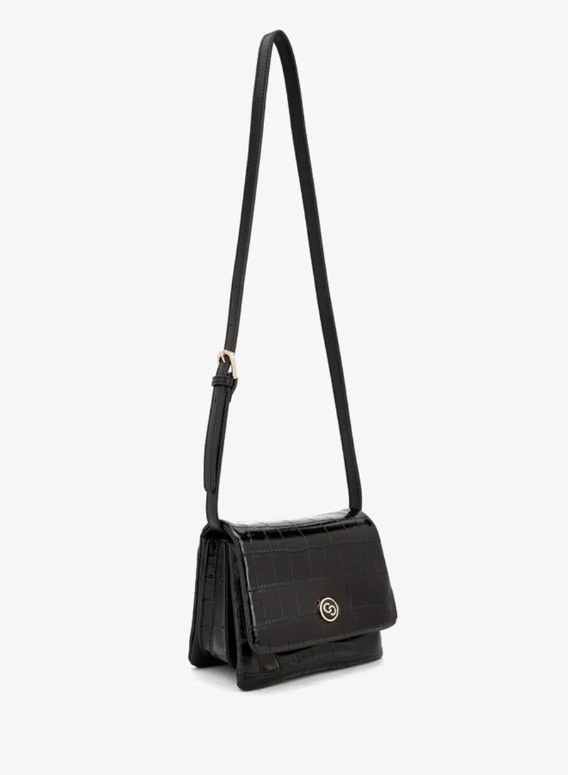 Celeste BLACK Textured Crossbody Bag With Magnetic Clasp Closure for Women | Best Price UAE