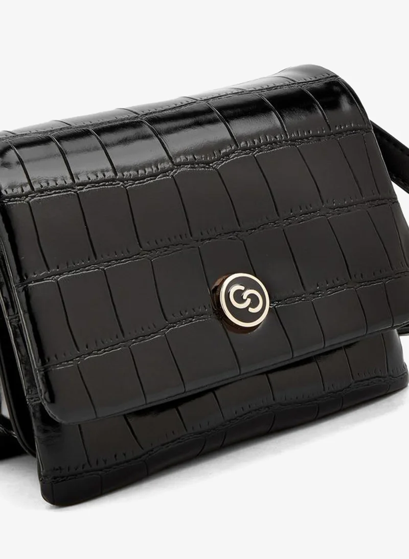 Celeste BLACK Textured Crossbody Bag With Magnetic Clasp Closure for Women | Best Price UAE