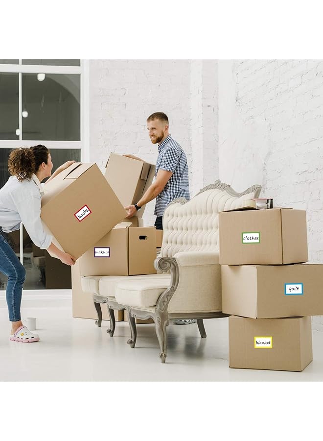 إيروريكس 300 قطعة من ملصقات الأسماء العادية مع ملصقات لاصقة بخط مثقب، علامات فئة فارغة ملونة للمكتب والمدرسة ورياض الأطفال والملابس والمعلمين والحفلات والمستودعات والبريد 3.46 بوصة × 2.28 بوصة - Image 5