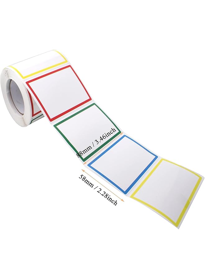 إيروريكس 300 قطعة من ملصقات الأسماء العادية مع ملصقات لاصقة بخط مثقب، علامات فئة فارغة ملونة للمكتب والمدرسة ورياض الأطفال والملابس والمعلمين والحفلات والمستودعات والبريد 3.46 بوصة × 2.28 بوصة - Image 2