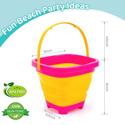 Shindel 3Packs Foldable Pail Bucket, 2L Silicone Collapsible Beach Toys Bucket for Kids, Multi Purpose for Fun Summer Activities, Camping Gear, Beach Essentials - Image 2