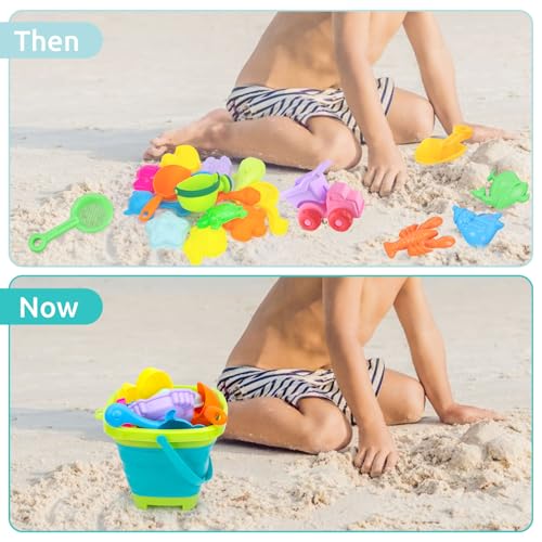 Shindel 3Packs Foldable Pail Bucket, 2L Silicone Collapsible Beach Toys Bucket for Kids, Multi Purpose for Fun Summer Activities, Camping Gear, Beach Essentials - Image 4
