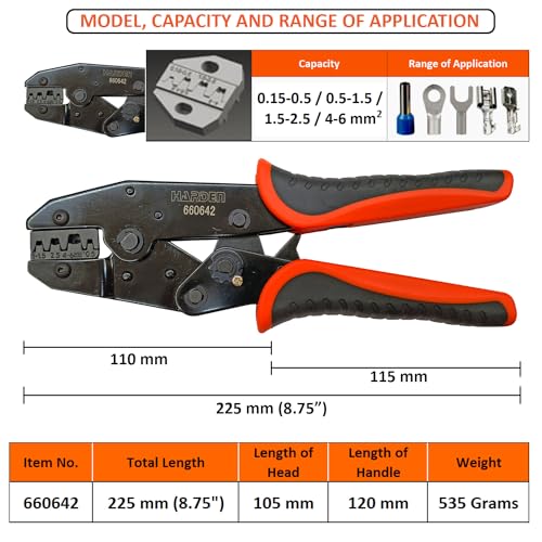 Harden Ratchet Crimping Modular Plug Tool Plier - Cable Wire Lug Tool Plier Crimper - 660642 - Image 2