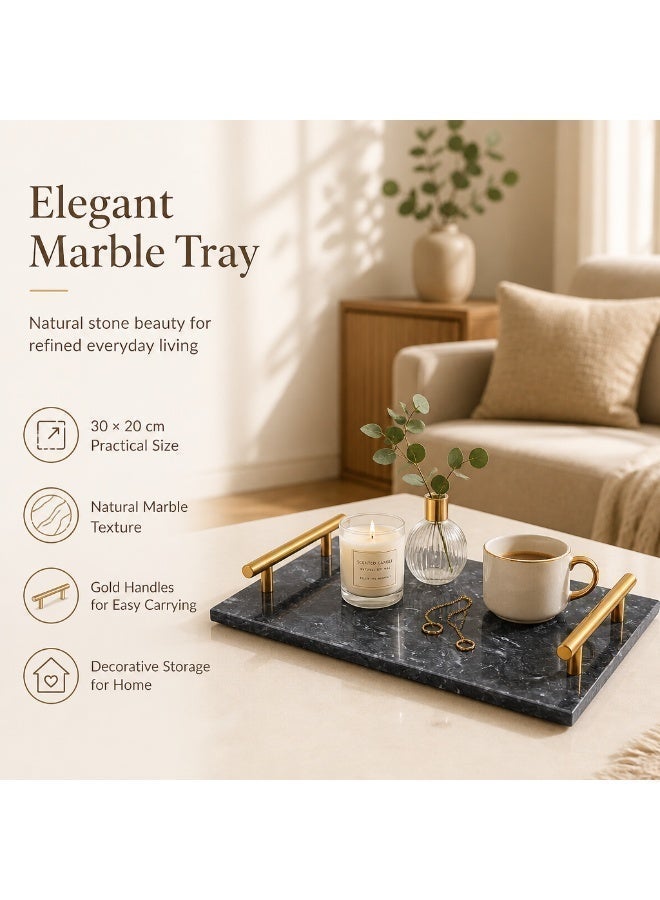 FUKE Elegant Natural Marble Storage Trays for Cosmetics, Jewelry and Home Decor Ideal for Dresser, Bathroom, Kitchen, Coffee Table Organizer, Bathroom Tray - Image 3