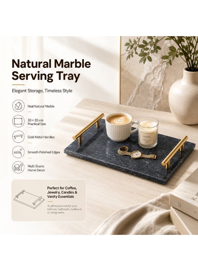 FUKE Elegant Natural Marble Storage Trays for Cosmetics, Jewelry and Home Decor Ideal for Dresser, Bathroom, Kitchen, Coffee Table Organizer, Bathroom Tray - Image 4