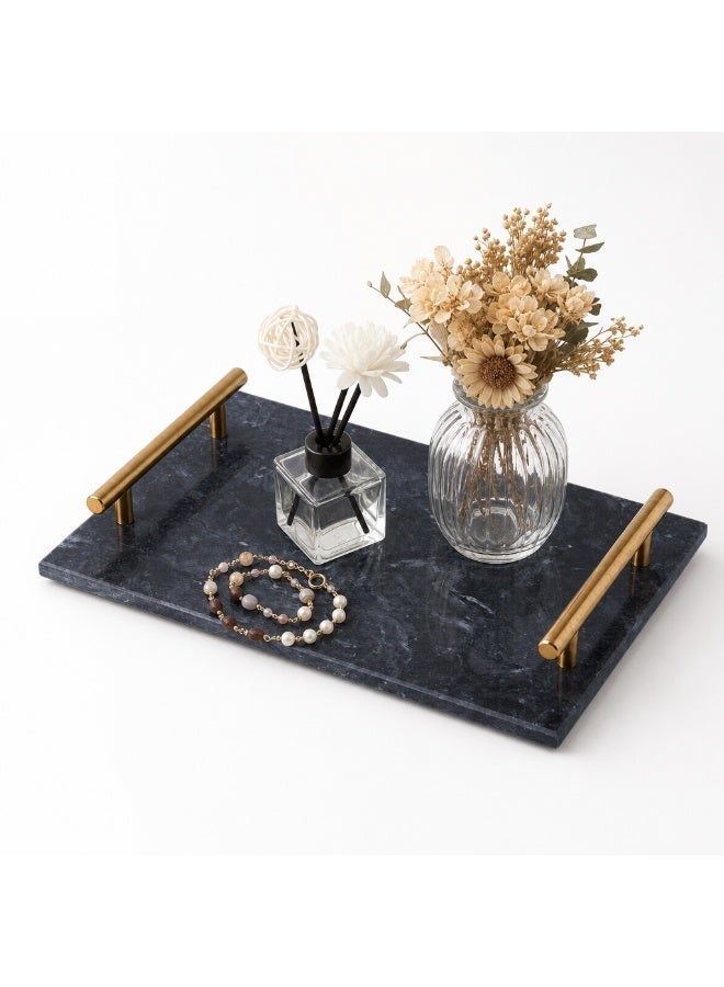 FUKE Elegant Natural Marble Storage Trays for Cosmetics, Jewelry and Home Decor Ideal for Dresser, Bathroom, Kitchen, Coffee Table Organizer, Bathroom Tray - Image 1
