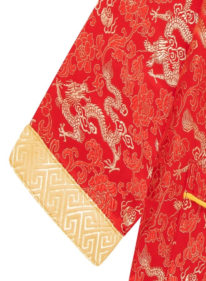 Okbebe Boy Tang Suit Dragon Long Sleeve Shirt Kids Chinese New Year Traditional Button Down Shirt (Red,10-12Y) - Image 5