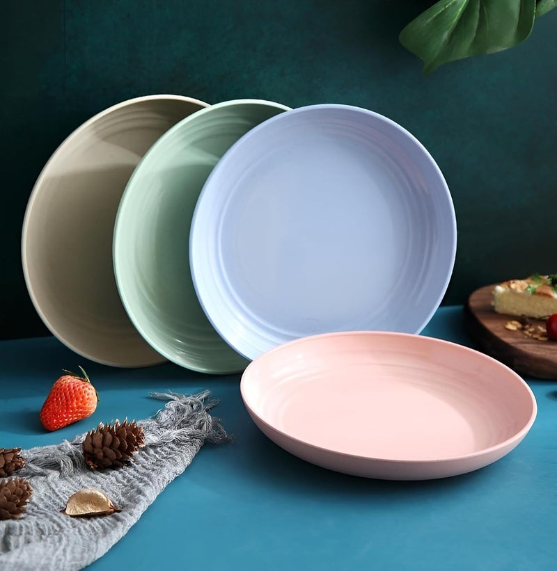 DLEST Wheat Straw Snack Plates Set EcoFriendly Lightweight Unbreakable Plates Microwave Safe Plates for Dinner Hot Cold Serving Dinner Plates 12 25CM - Image 2