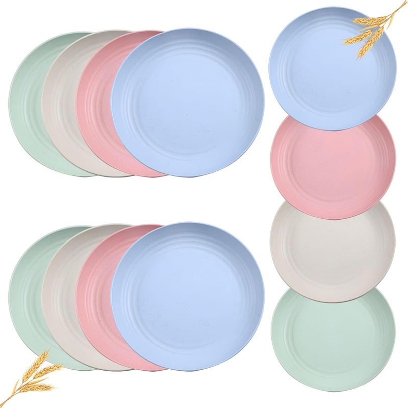 DLEST Wheat Straw Snack Plates Set EcoFriendly Lightweight Unbreakable Plates Microwave Safe Plates for Dinner Hot Cold Serving Dinner Plates 12 25CM - Image 1