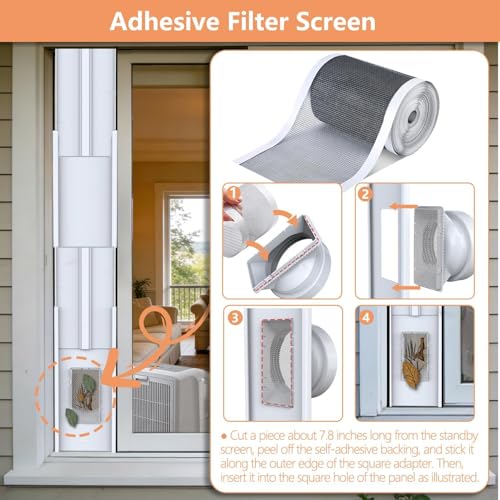 gulrear Portable AC Window Vent Kit for Double-Hung/Small Sliding Windows 26"-47" Adjustable with 5.1"/5.9" Universal Coupler &2 Weather Strippings Fit LG/Hisense/Hair etc Portable ac Window Seal Kit - Image 3