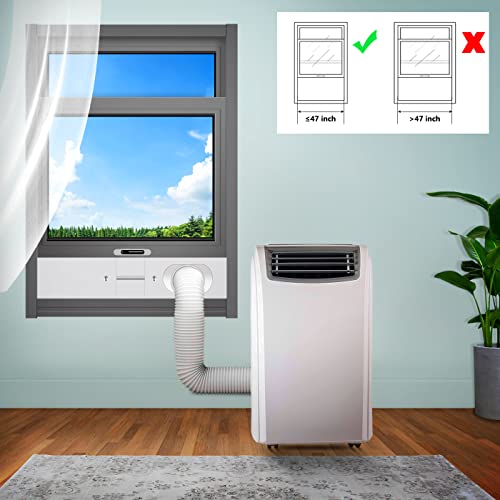 gulrear Portable AC Window Vent Kit for Double-Hung/Small Sliding Windows 26"-47" Adjustable with 5.1"/5.9" Universal Coupler &2 Weather Strippings Fit LG/Hisense/Hair etc Portable ac Window Seal Kit - Image 2