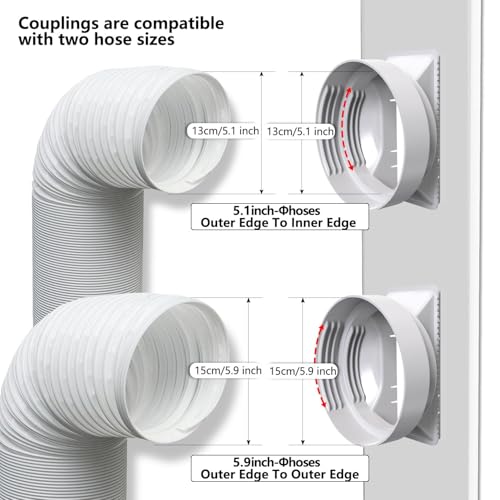 gulrear Portable AC Window Vent Kit for Double-Hung/Small Sliding Windows 26"-47" Adjustable with 5.1"/5.9" Universal Coupler &2 Weather Strippings Fit LG/Hisense/Hair etc Portable ac Window Seal Kit - Image 4