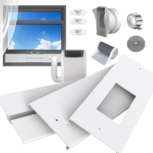 gulrear Portable AC Window Vent Kit for Double-Hung/Small Sliding Windows 26"-47" Adjustable with 5.1"/5.9" Universal Coupler &2 Weather Strippings Fit LG/Hisense/Hair etc Portable ac Window Seal Kit - Image 1