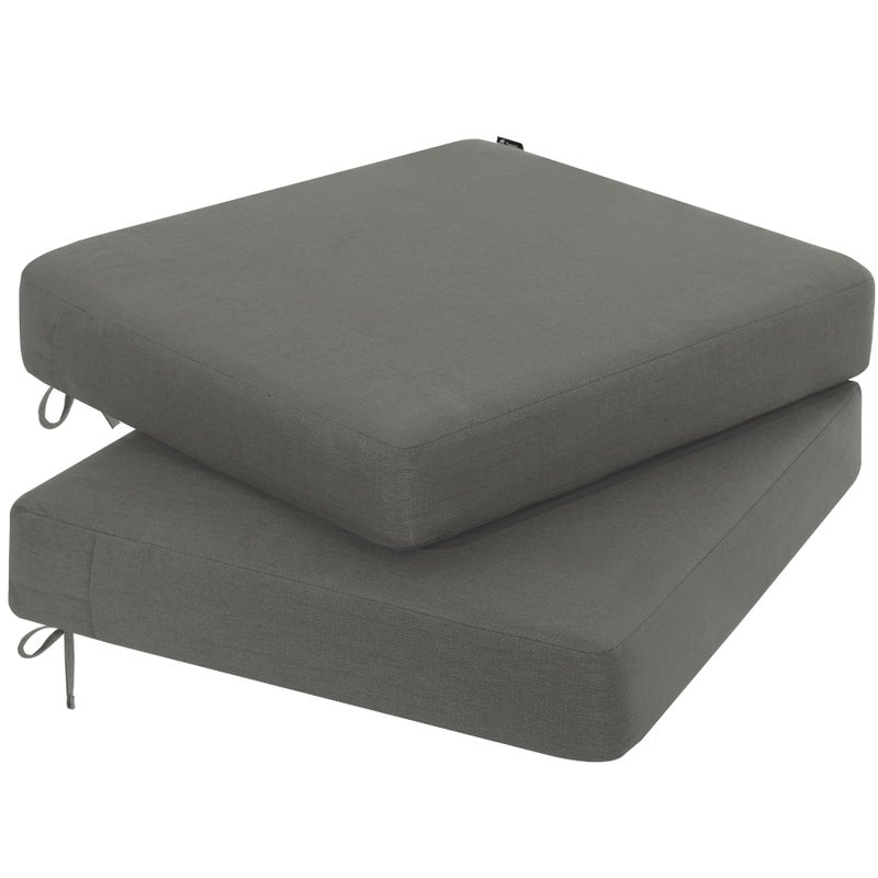 وسادة كرسي خارجية فافويارد 22 × 22 × 3 بوصة مقاومة للمطر مع غطاء قابل للإزالة وأربطة قابلة للتعديل لمجموعة من 2 رمادي داكن