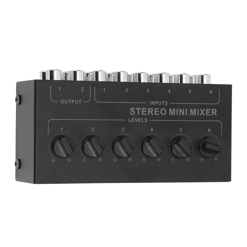 Mini Stereo Mixer: 6 Channel Passive Metal Build With Non Slip Pad - Compact Portable Design Independent Volume Control For Home Studio, Pc, Laptop And Outdoor Use - Image 4