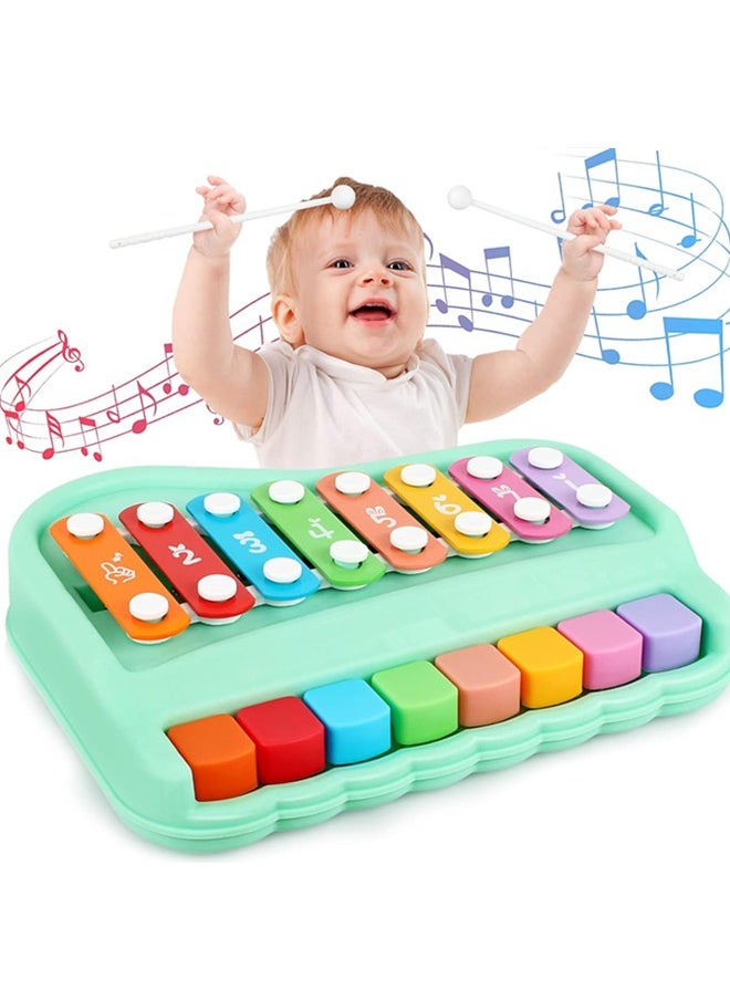 Generic 2 in 1 Baby Piano Toy for Toddlers 1-3 Years Old, 8 Multicolored Key Keyboard Baby Xylophone Piano, Preschool Educational Musical Learning Instruments Toy for Baby Kids Girls Boys  - Image 1