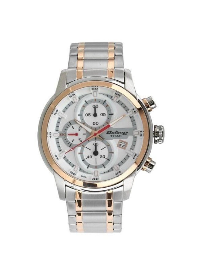 TITAN Octane Quartz Chronograph with Date White Dial Two Toned Silver & Rose Gold Stainless Steel Strap Watch for Men - 90086KM02 - Image 1