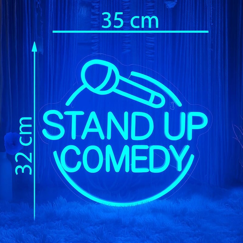 Horoof Home Stand Up Comedy Neon Sign - 3532 cm Blue LED Light with Acrylic Backing for Bars and Home Theaters - Image 2