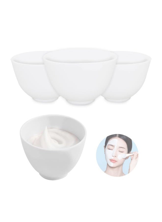 FERCAISH 4Pcs Diy Face Mask Mixing Bowl, Microwavable Silicone Facial Mud Bowl Cosmetic Beauty Tool for Home Salon(White) - Image 1