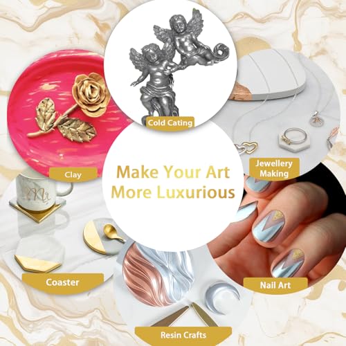 Renfio Metallic Pigment Powder, 5 Colors Gold Mica Powder for Resin, 6 X 20ml Metal Powder, Resin Color Pigment, Color Pigment for Epoxy Resin, Kintsugi, Polymer Clay, Candle Dye - Image 5