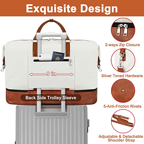 TIBES Travel Weekender Bag for Women, Overnight Bag with Shoe Compartment Oversized Travel Duffel Bag Carry On Tote 21" - Image 5