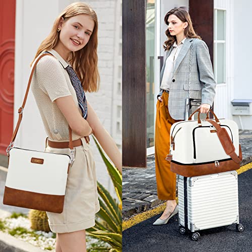 TIBES Travel Weekender Bag for Women, Overnight Bag with Shoe Compartment Oversized Travel Duffel Bag Carry On Tote 21" - Image 3