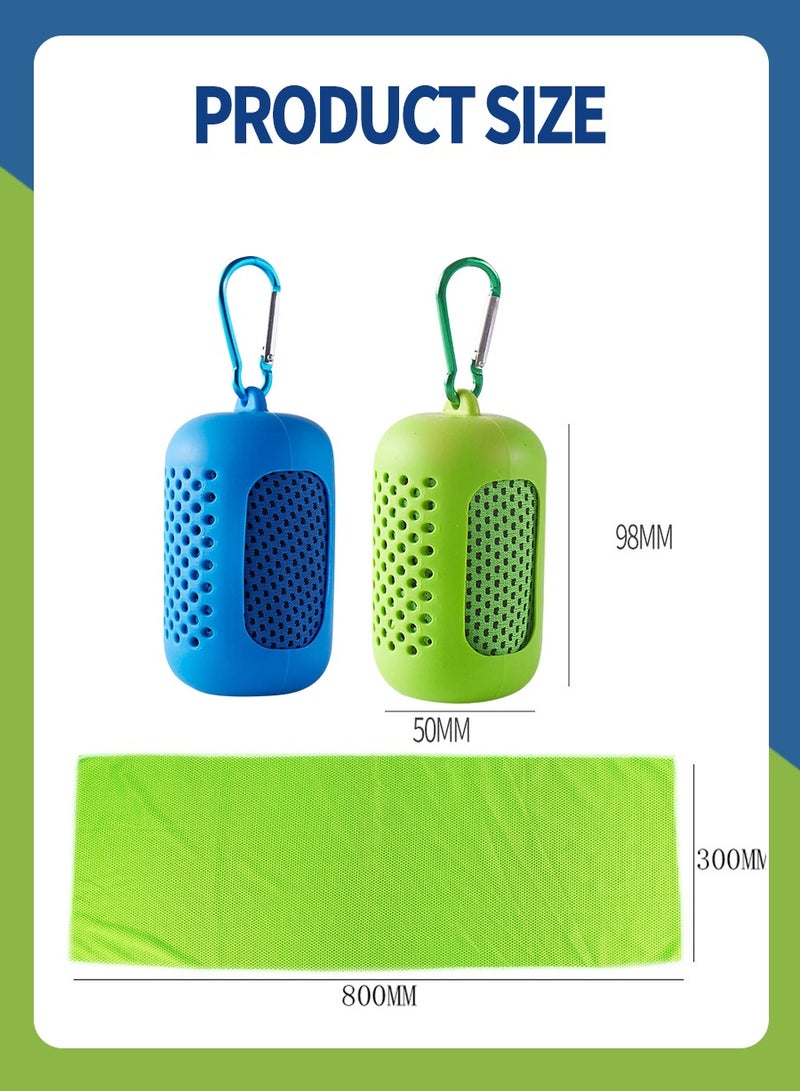 BEIRUI منشفة رياضية باردة من الحرير الجليدي قابلة للحمل 2 قطعة، علبة تخزين سيليكون، منشفة باردة سريعة الجفاف وامتصاص العرق ناعمة مع تأثير تبريد، عالية الامتصاص وقابلة للتنفس - Image 3