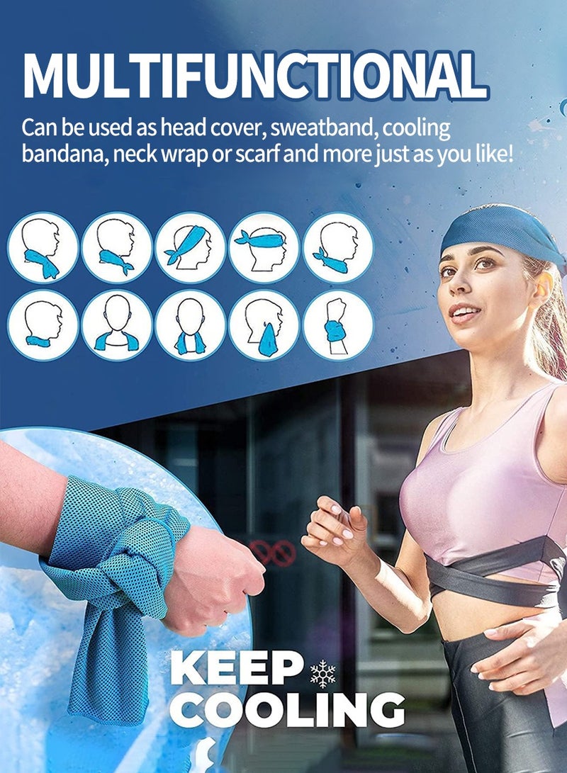 BEIRUI منشفة رياضية باردة من الحرير الجليدي قابلة للحمل 2 قطعة، علبة تخزين سيليكون، منشفة باردة سريعة الجفاف وامتصاص العرق ناعمة مع تأثير تبريد، عالية الامتصاص وقابلة للتنفس - Image 4