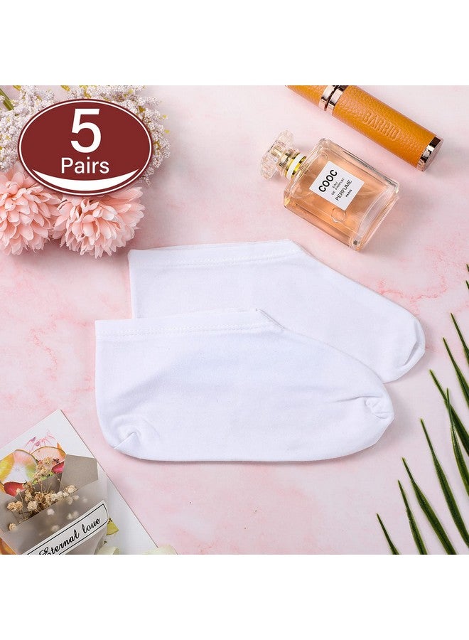 Geyoga 5 Pairs Moisturizing Socks Overnight Spa Socks for Dry Feet, Moisture Enhancing Socks, Cosmetic Moisturizing Socks for Women and Men, White - Image 4