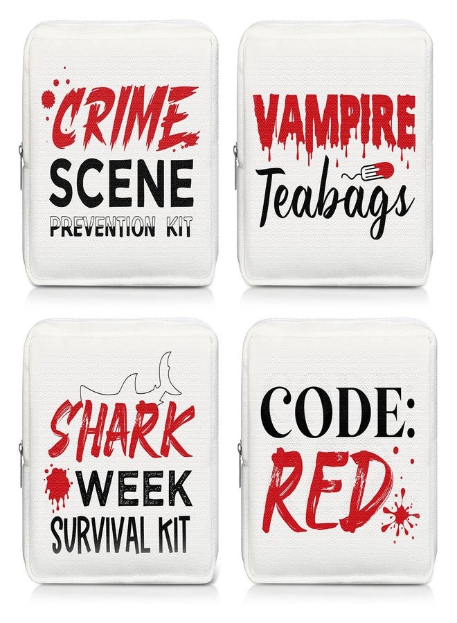 Aliceset 4 Pcs Period Bags for Teen Girls Pad Pouch Sanitary Napkins Holder Pouch Shark Tampon Storage Bags with Zipper Preppy Feminine Essentials Back to School Sanitary Products for Women Girls - Image 1