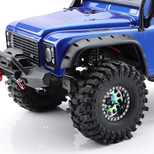 GLOBACT Rainbow 19 Beadlock Wheel Rim Offset 10mm Aluminum Deep Dish Wheel for 110 RC Crawler SCX10 TRX4 TRX6 Redcat Gen8 RC4WD D90 VS410 Neon ColorC - Image 5
