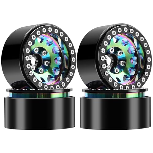 GLOBACT Rainbow 19 Beadlock Wheel Rim Offset 10mm Aluminum Deep Dish Wheel for 110 RC Crawler SCX10 TRX4 TRX6 Redcat Gen8 RC4WD D90 VS410 Neon ColorC - Image 1
