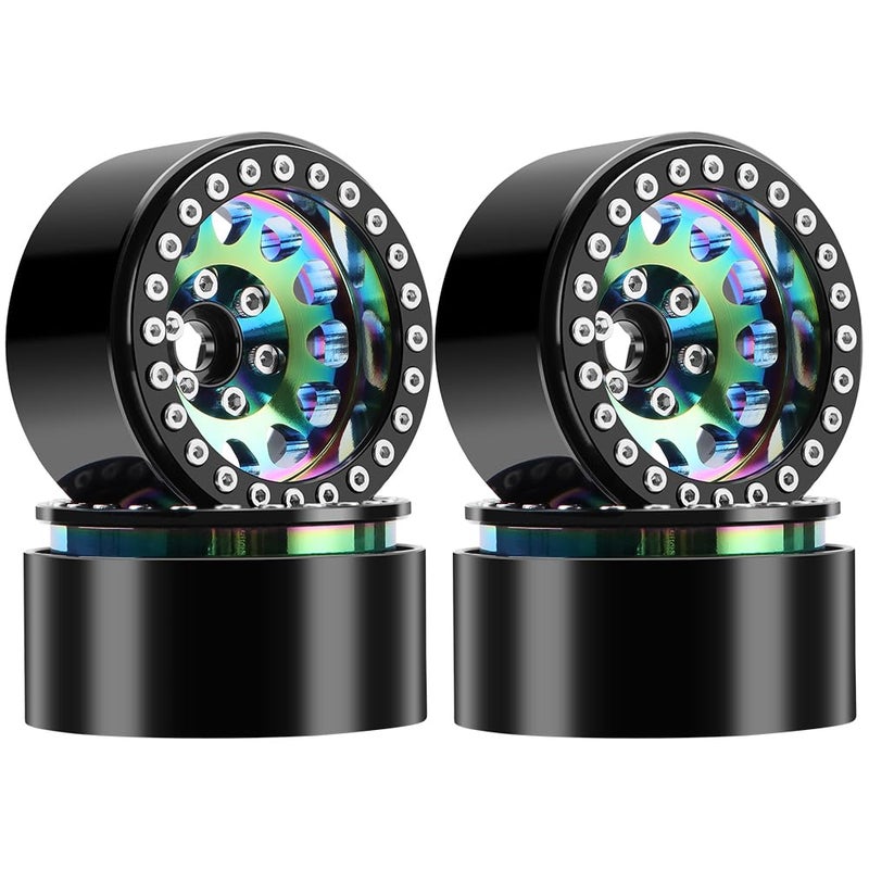 GLOBACT Rainbow 19 Beadlock Wheel Rim Offset 10mm Aluminum Deep Dish Wheel for 110 RC Crawler SCX10 TRX4 TRX6 Redcat Gen8 RC4WD D90 VS410 Neon ColorC - Image 2