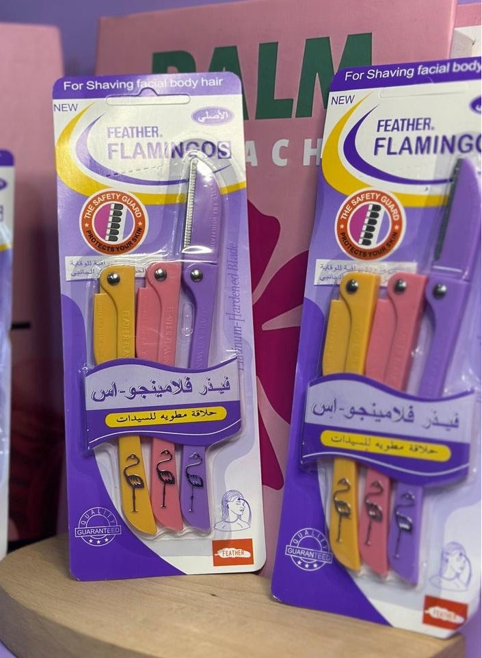 3-Piece shaving Ladies Razor For Facial And Body Hair Yellow/Pink/Purple