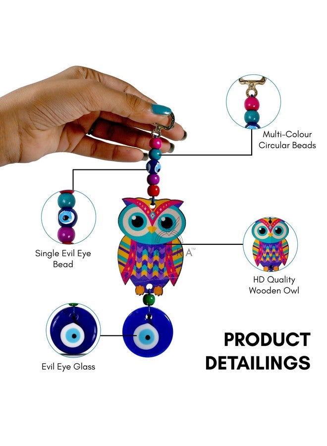VKORA Multi Colored Owl Shaped Blue Evil Eye Hanging for Car Home & Office Decor - Image 4