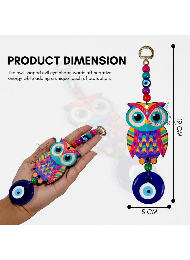 VKORA Multi Colored Owl Shaped Blue Evil Eye Hanging for Car Home & Office Decor - Image 2