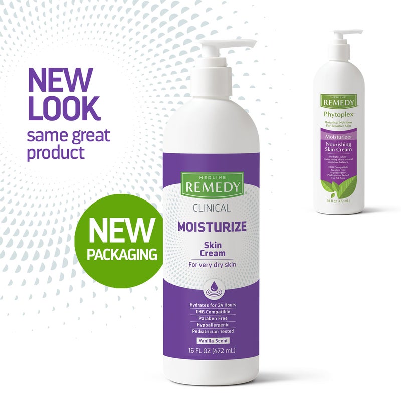 Medline Remedy Clinical Skin Cream, Vanilla Scent (16 fl oz), 2 Count, Moisturizing Face and Body Cream for All Ages, Paraben & Sulfate Free, Quick Absorbent Formula, Hypoallergenic Skin Moisturizer - Image 2