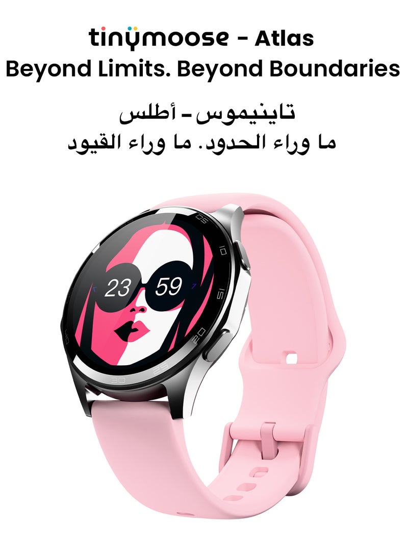 TinyMoose - Atlas Smartwatch | Super HD AMOLED Display, Built-In GPS, AI-Powered Fitness Tracking, 15-Day Battery Life, Heart Rate & SpO2 Monitor, 30M Water Resistant, Bluetooth Calling, Super Responsive Touchscreen, for Android & iOS – Shadow Pink - Image 1