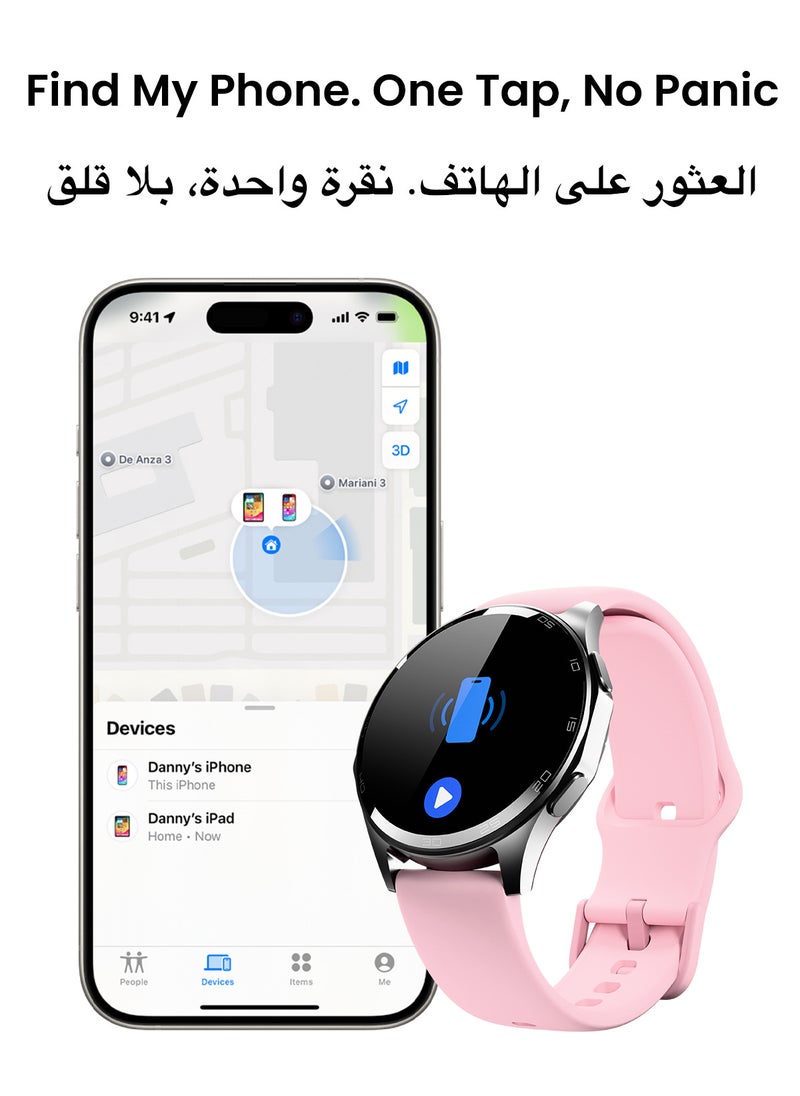 TinyMoose - Atlas Smartwatch | Super HD AMOLED Display, Built-In GPS, AI-Powered Fitness Tracking, 15-Day Battery Life, Heart Rate & SpO2 Monitor, 30M Water Resistant, Bluetooth Calling, Super Responsive Touchscreen, for Android & iOS – Shadow Pink - Image 1