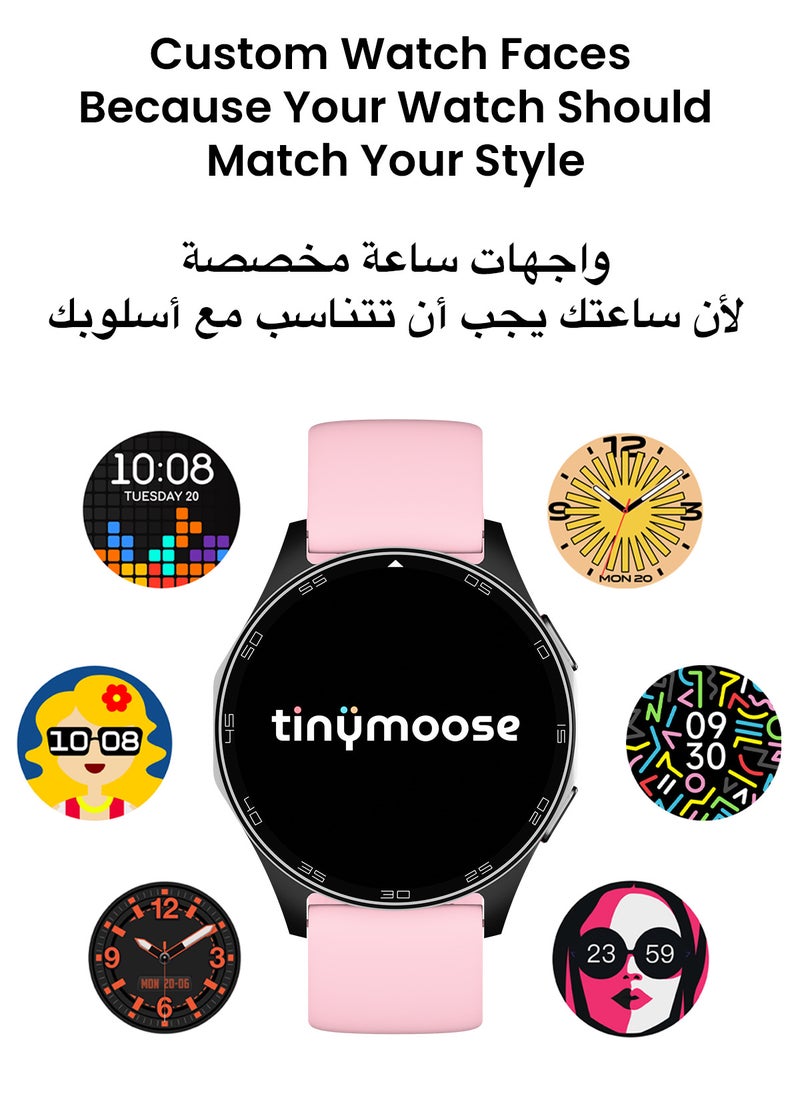 TinyMoose - Atlas Smartwatch | Super HD AMOLED Display, Built-In GPS, AI-Powered Fitness Tracking, 15-Day Battery Life, Heart Rate & SpO2 Monitor, 30M Water Resistant, Bluetooth Calling, Super Responsive Touchscreen, for Android & iOS – Shadow Pink - Image 1