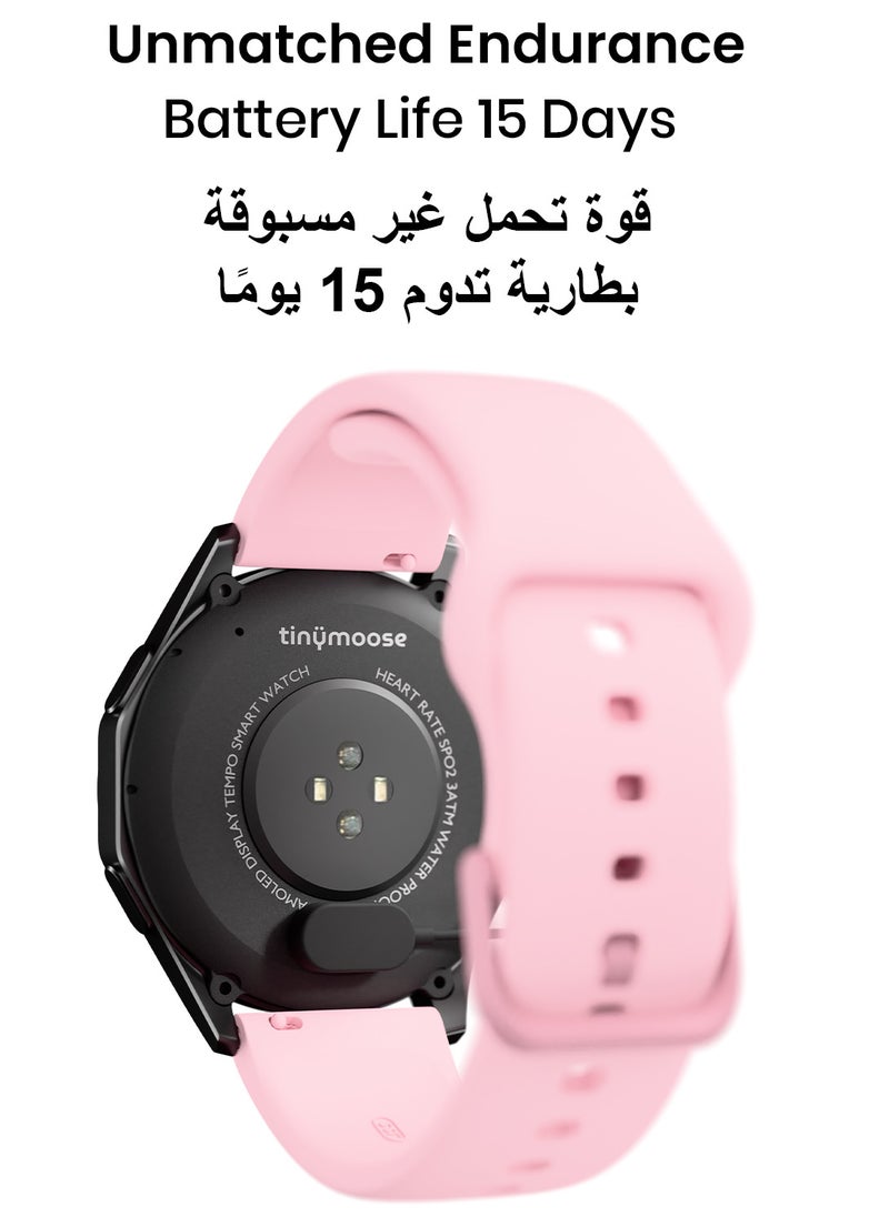 TinyMoose - Atlas Smartwatch | Super HD AMOLED Display, Built-In GPS, AI-Powered Fitness Tracking, 15-Day Battery Life, Heart Rate & SpO2 Monitor, 30M Water Resistant, Bluetooth Calling, Super Responsive Touchscreen, for Android & iOS – Shadow Pink - Image 1