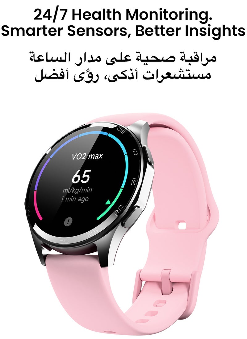 TinyMoose - Atlas Smartwatch | Super HD AMOLED Display, Built-In GPS, AI-Powered Fitness Tracking, 15-Day Battery Life, Heart Rate & SpO2 Monitor, 30M Water Resistant, Bluetooth Calling, Super Responsive Touchscreen, for Android & iOS – Shadow Pink - Image 1