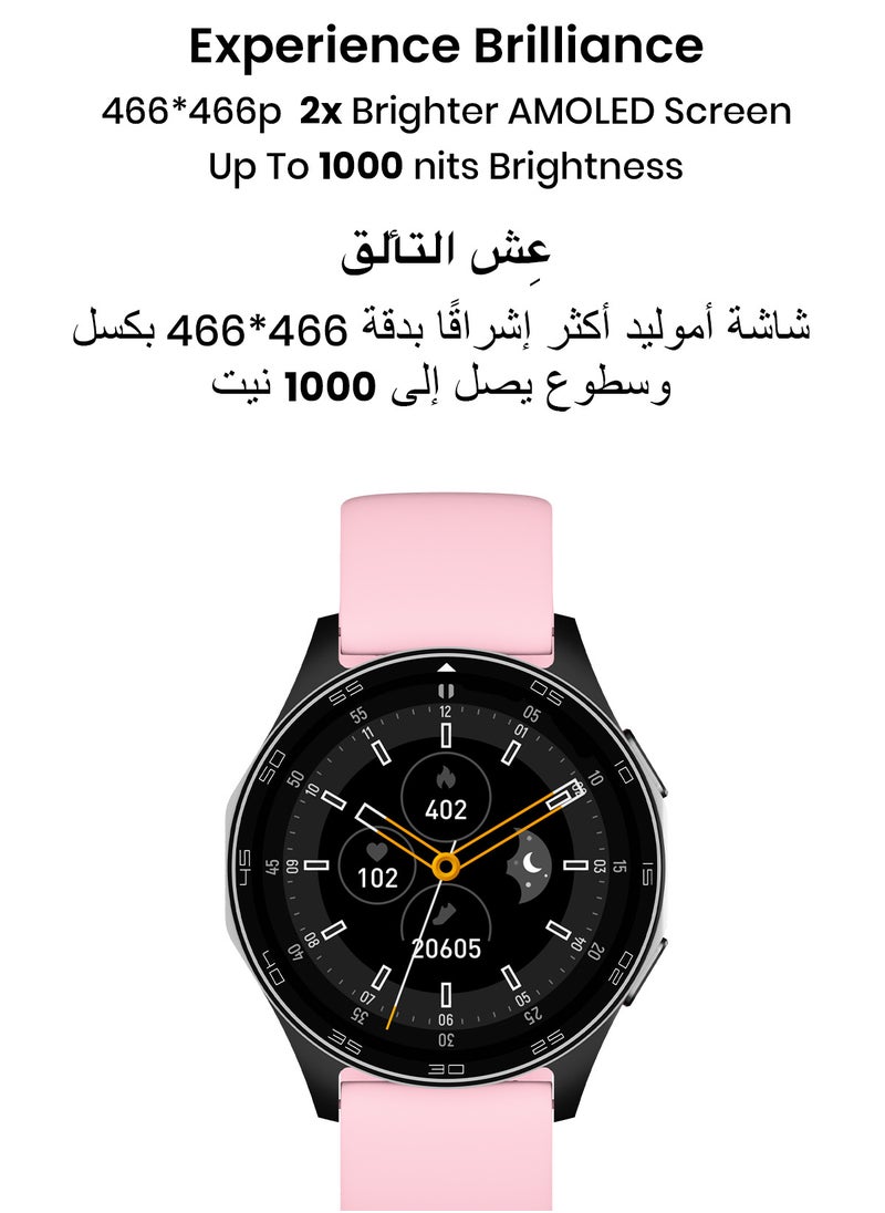 TinyMoose - Atlas Smartwatch | Super HD AMOLED Display, Built-In GPS, AI-Powered Fitness Tracking, 15-Day Battery Life, Heart Rate & SpO2 Monitor, 30M Water Resistant, Bluetooth Calling, Super Responsive Touchscreen, for Android & iOS – Shadow Pink - Image 1