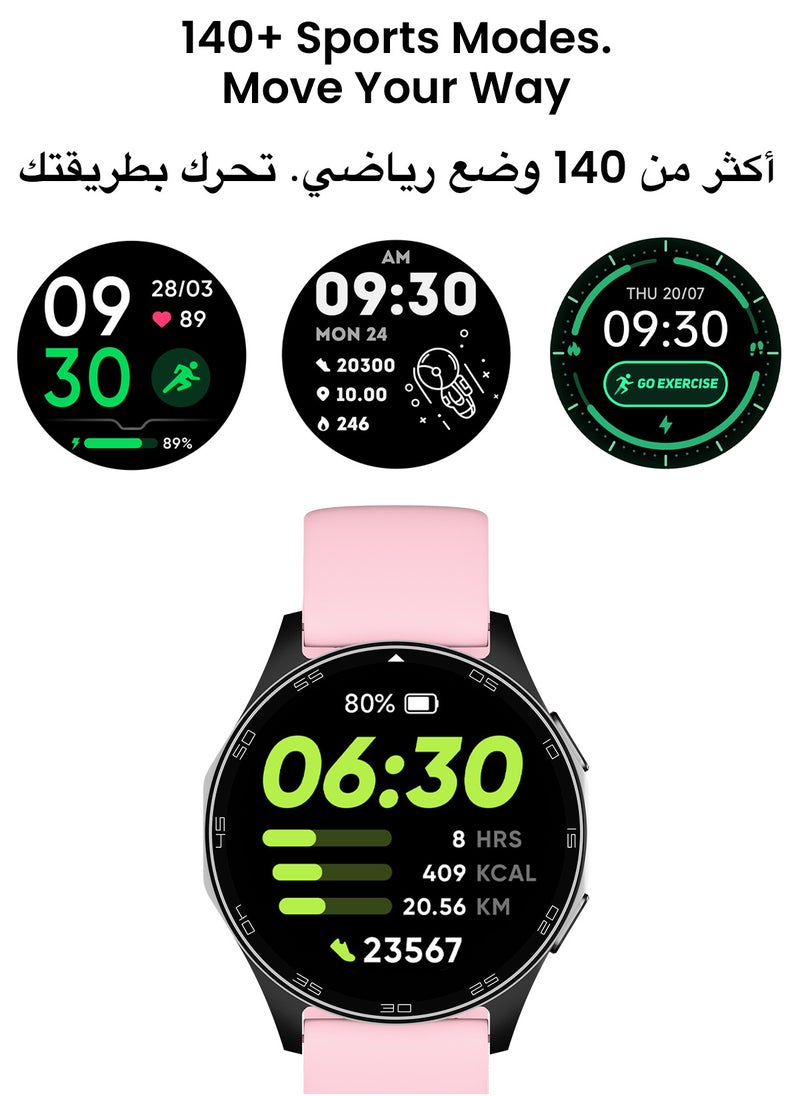 TinyMoose - Atlas Smartwatch | Super HD AMOLED Display, Built-In GPS, AI-Powered Fitness Tracking, 15-Day Battery Life, Heart Rate & SpO2 Monitor, 30M Water Resistant, Bluetooth Calling, Super Responsive Touchscreen, for Android & iOS – Shadow Pink - Image 1