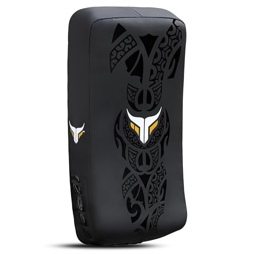 Mytra Fusion Muay Thai Pads Curved Kick pad MMA, Kickboxing, Martial Arts, Karate Punching Thai Pads X 1 Unit Single (Black) - Image 1