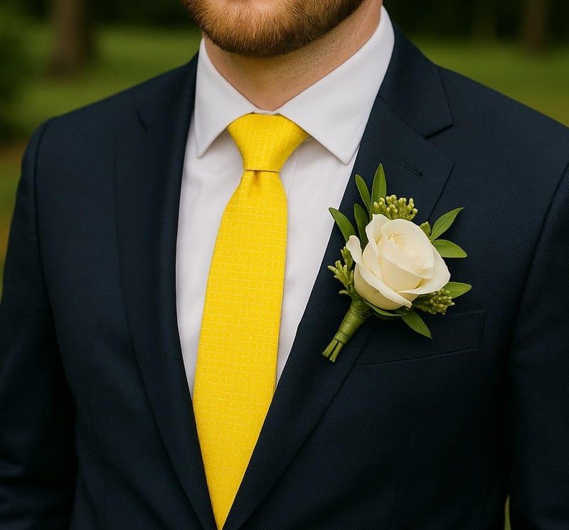 KissTies Mens Sunflower Yellow Ties Graph Necktie Lemon Tie For Men - Image 4