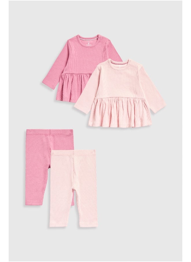mothercare - Pink Tops and Leggings 4-Piece Set - Image 1
