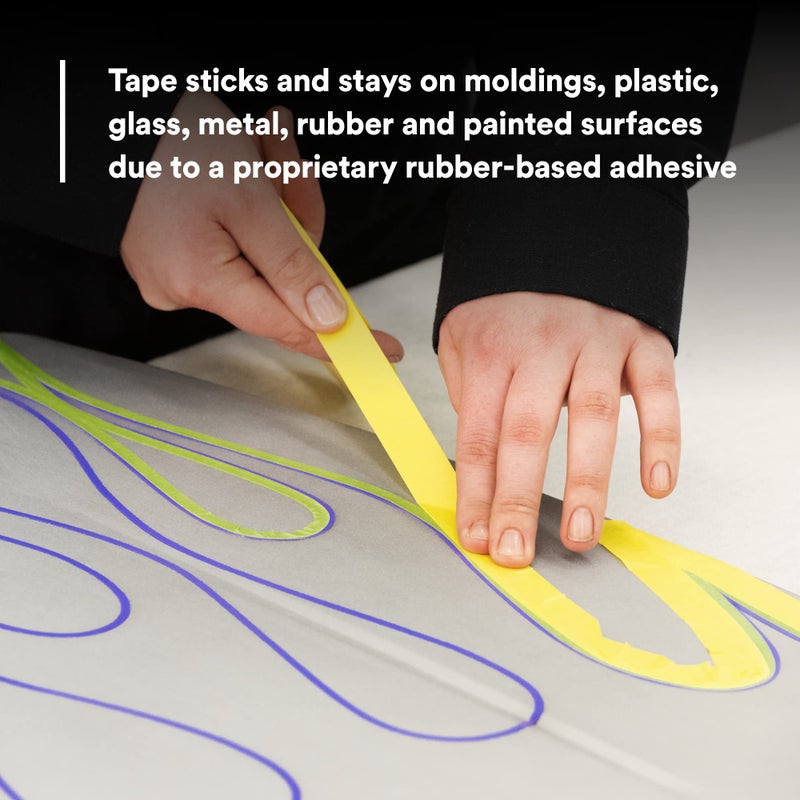 3M Automotive Refinish Masking Tape 388N, 06654, 36 mm x 55 m, Yellow, Crepe Backing, Moisture Resistant, Multi-Purpose - Image 4